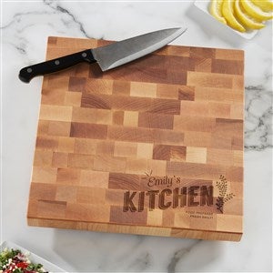 Her Kitchen Personalized 12x12 Butcher Block Cutting Board