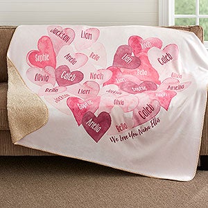 Our Hearts Combined Personalized 60x80 Sherpa Blanket