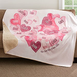 Personalized Sherpa Blanket 60x80 - Our Hearts Combined