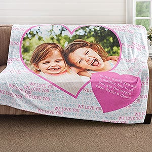 Personalized Photo Fleece Blanket 50x60 - Photo Heart