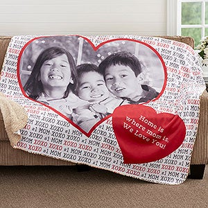 Personalized Photo Heart 50x60 Sherpa Photo Blanket