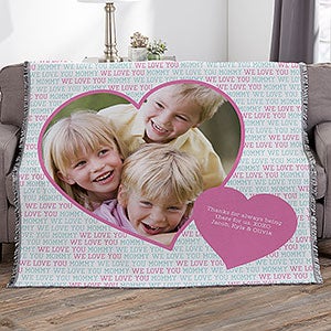 Personalized Photo Heart 50x60 Woven Throw Photo Blanket