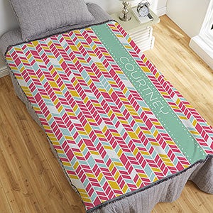 Colorful Geometric Pattern Personalized 56x60 Woven Throw blanket