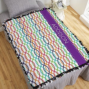 Colorful Geometric Pattern Personalized 50x60 DIY Tie Blanket