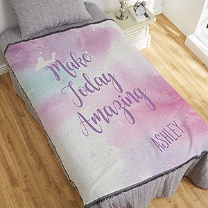 Watercolor Inspiration Personalized 56x60 Woven Throw Blanket