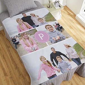 Photo Collage Monogram Personalized 50x60 Sweatshirt Blanket