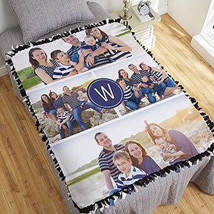 Photo Collage Monogram Personalized 50x60 Tie Blanket