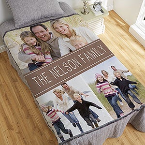 Family Photo Collage Personalized 56x60 Woven Throw Blanket