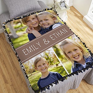 Family Photo Collage Personalized 50x60 Tie Blanket