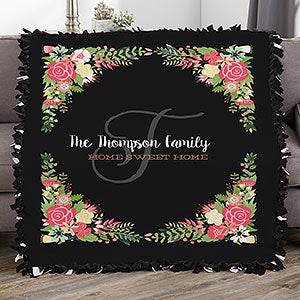 Posh Floral Personalized 50x60 Tie Blanket