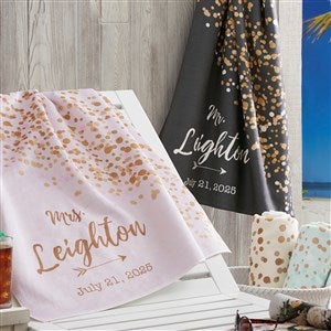 Sparkling Love Personalized Wedding 30x60 Beach Towel