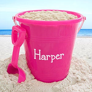 Personalized Pink Sand Pail & Shovel