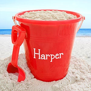 Personalized Red Sand Pail & Shovel