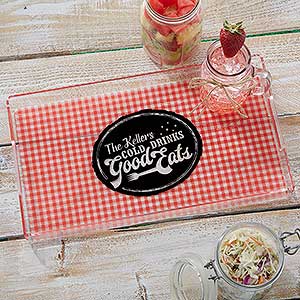 Personalized Acrylic Serving Tray - Picnic Plaid