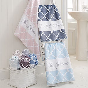 Personalized Bath Towels - Geometric Pattern