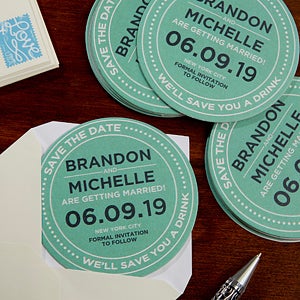 Personalized Wedding Paper Coasters - Save The Date - 12 Coasters