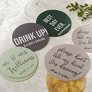 Write Your Own Personalized Wedding Paper Coasters