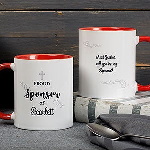 Personalized Red Coffee Mugs for Godparents - 11 oz