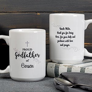 Large Personalized Godparents Coffee Mugs - 15 oz - White