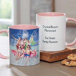 Photo Personalized Coffee Mug with Graphic Overlay - Pink