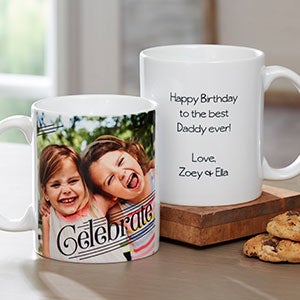 Personalized Photo Coffee Mug with Graphic Overlay - White