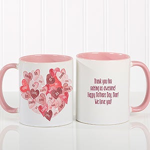 Our Hearts Combined Personalized Coffee Mug 11 oz.- Pink