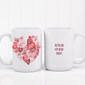 Our Hearts Combined Personalized Coffee Mug 15 oz.- White