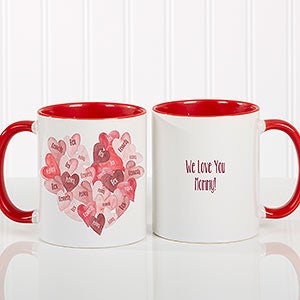 Hearts Combined Custom Coffee Mug - 11oz Red