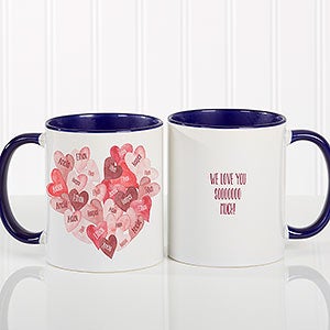 Our Hearts Combined Personalized Coffee Mug 11 oz.- Blue