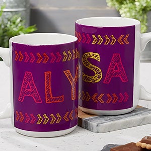 Personalized Mugs for Kids - Stencil Name - 15oz White