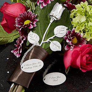 Wedding Memorial Engraved Silver Keepsake Rose