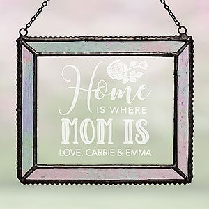 Home Is Where Mom Is Personalized Pink Suncatcher