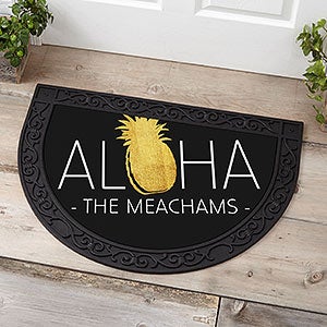 Golden Pineapple Personalized Half Round Doormat