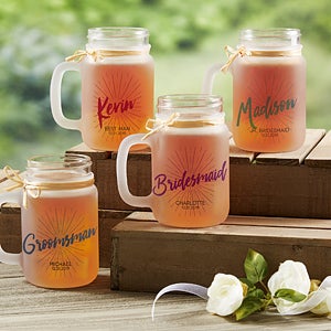 Personalized Frosted Mason Jars - Wedding Party