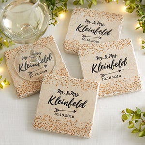 Personalized Stone Coaster Set - Sparkling Love