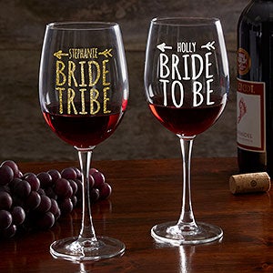 Bride Tribe Personalized Red Wine Glass