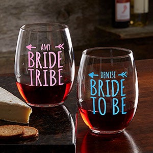 Bride Tribe Personalized Stemless Wine Glass