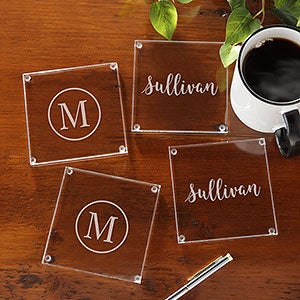 Engraved Glass Coaster - Name, Monogram, Initial