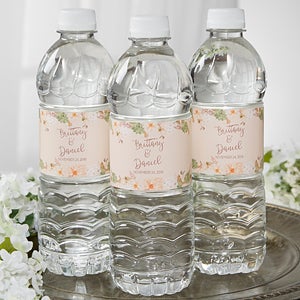 Personalized Water Bottle Labels - Floral Wedding - 24 labels