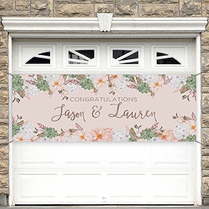 Modern Floral Wedding Personalized Banner - 45x108