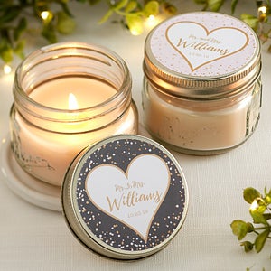 Personalized Mason Jar Candle Favors - Sparkling Love - Set of 12