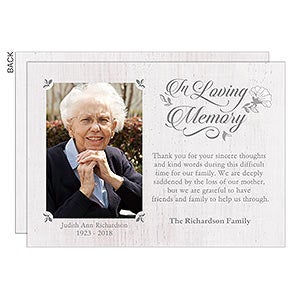 Personalized Photo Bereavement Cards - In Loving Memory - Set of 5