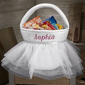 White Princess Tutu Personalized Plush Treat Bag