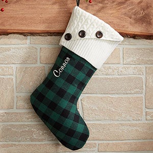 Custom Green Buffalo Check Christmas Stockings