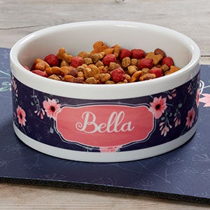 Personalized Pet Floral Large Dog Bowl