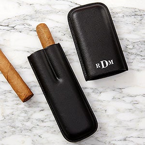 Personalized Leather Cigar Case - Double