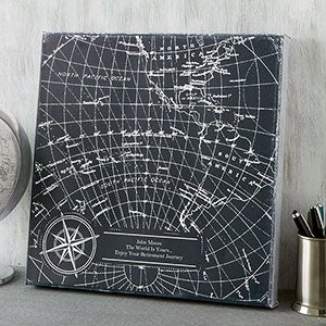 Industrial World Map 8x8 Custom Canvas Print