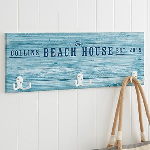 Personalized Wood Sign Coat Rack - Coastal Home