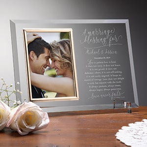 Personalized Glass Picture Frame - Wedding Blessing