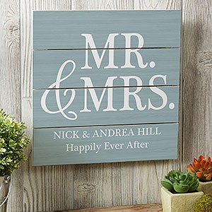 Mr & Mrs 16x16 Personalized Wood Plank Sign